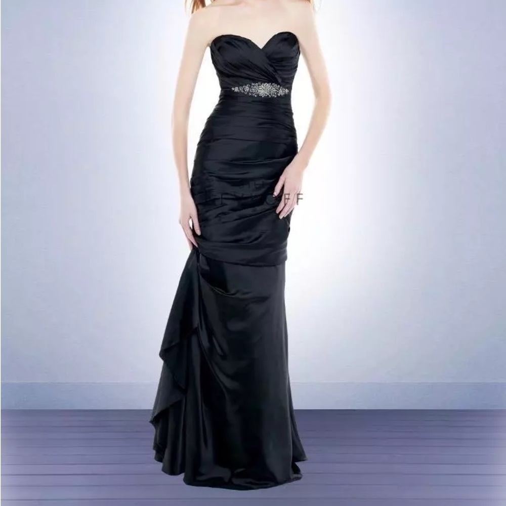 Bill Levkoff Black Rhinestone Formal Evening Strapless Gown size 10